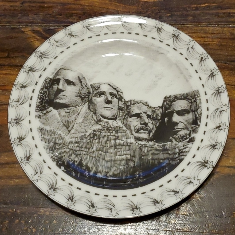 222 Fifth Slice of Life Mount Rushmore Salad Plate